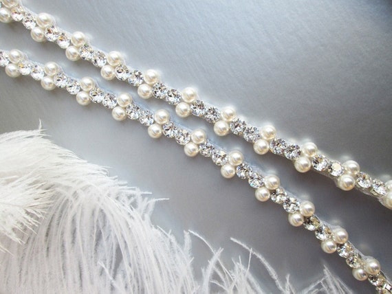 Bridal belt, Fitted belt, Premium European Crystal and pearl bridal clasped belt, Wedding belt sash, Thin Rhinestone pearl belt with clasp