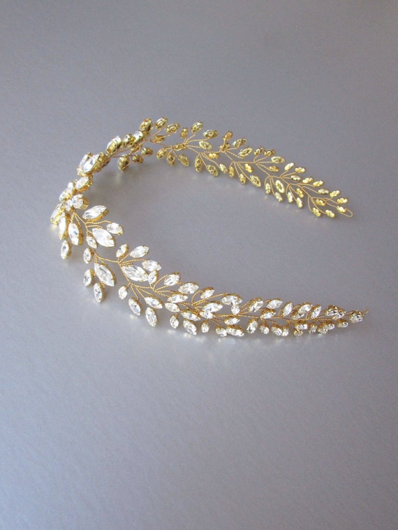 Crystal hair vine in gold, silver or rose gold, Crystal Headband, Wedding hair vine, Bridal headband, Bridal crystal hair vine