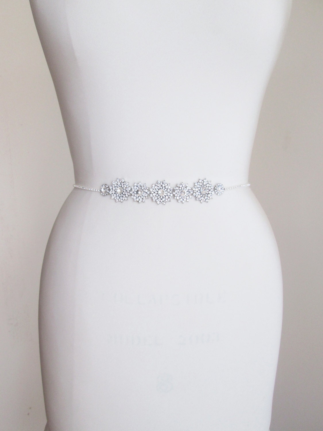 Silver Rhinestone Crystal Extra Long Belt