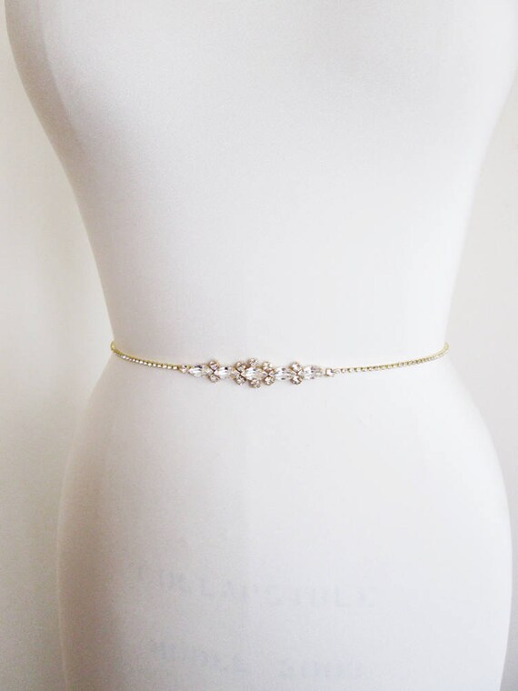 Bridal belt, Bridal belt, Super skinny bridal belt, Dainty crystal belt sash, crystal belt, Thin belt in gold, silver, rose gold
