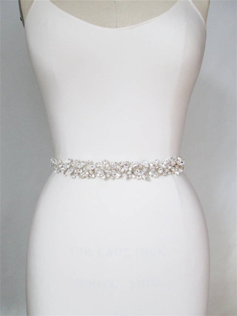 Bridal belt, Floating crystal belt, Bridal belt sash, Crystal sash, Wedding Sash, Ribbon sash, Rhinestone belt image 4