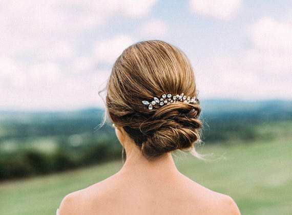 Crystal and pearl bridal hair vine, Wedding hair comb hair vine, Rhinestone bridal vine, Bridal comb in rose gold, silver, gold