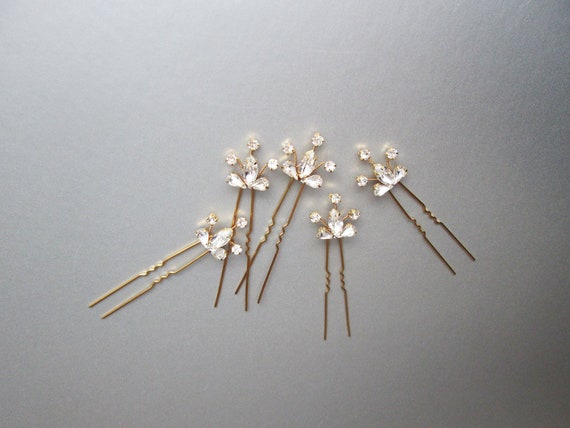 Crystal hair pins, Bridal crystal hair combs, Wedding hair pins, Dainty crystal pins, Sparkly bridal spray pins combs