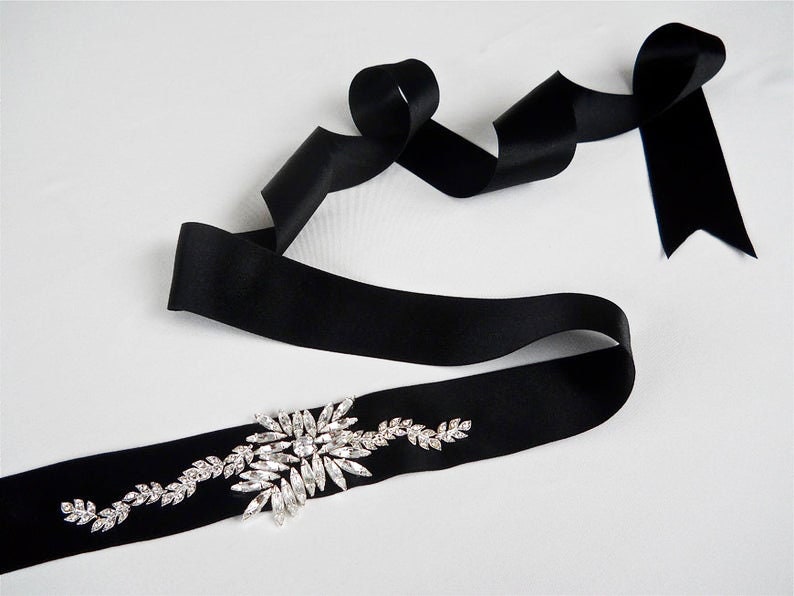 black bridal belt