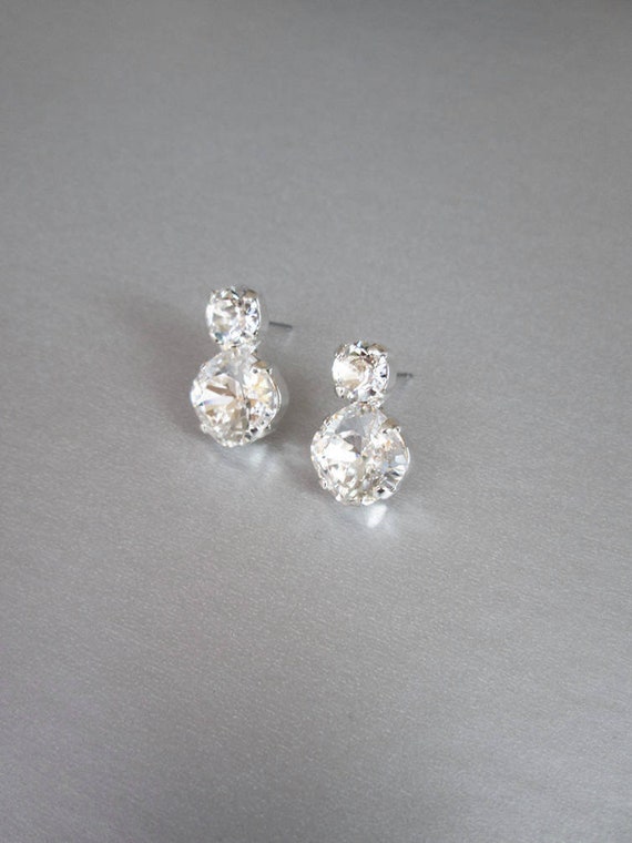 Bridal crystal studs, Dainty crystal studs, Crystal bridal earrings, Stud rhinestone earrings in gold, silver, rose gold, Wedding