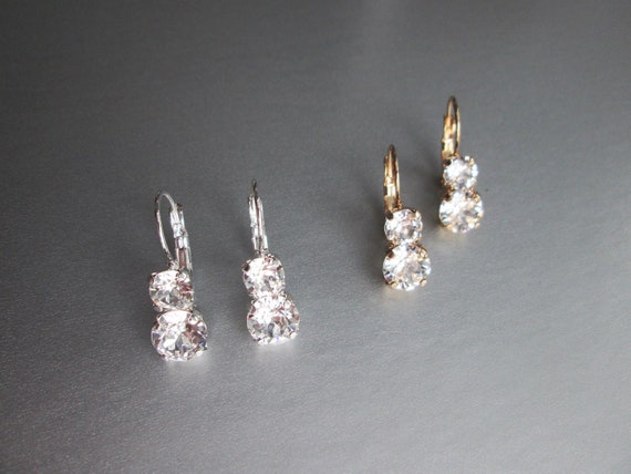 Bridal crystal earrings, Crystal bridal drop earrings, Bridal rhinestone earrings in gold, silver, rose gold