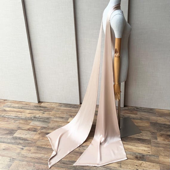 Silk Satin scarf, Modern bridal scarf in soft 100% Silk charmeuse, Flared scarf for wedding or special occasion, Tapered scarf