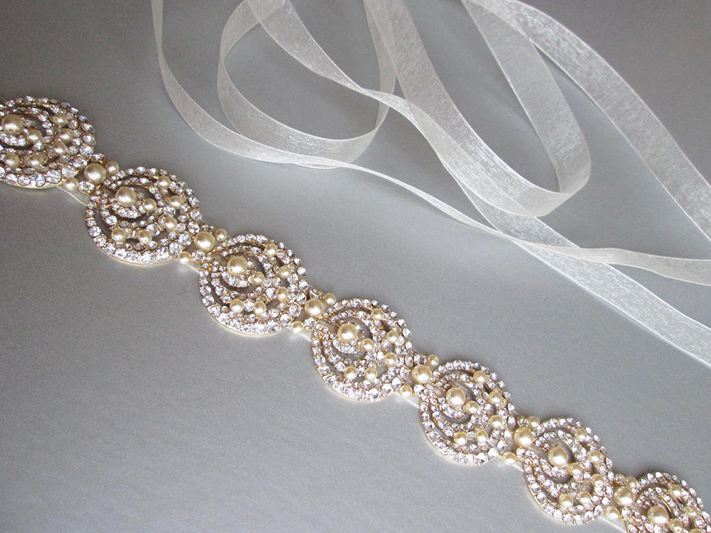 vintage pearl wedding belt