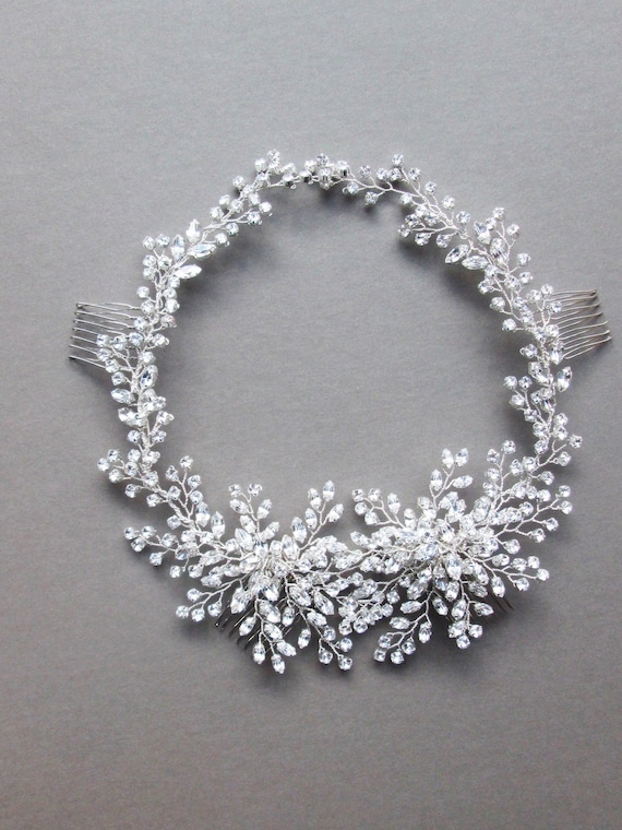 Crystal hair vine, Crystal Headband, Bridal hair vine, Statement bridal headpiece, Wedding hair comb, Bridal crystal hair vine