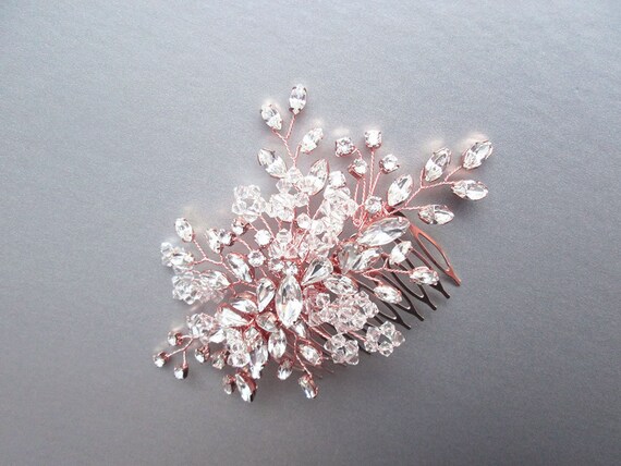 Crystal hair comb, Bridal rose gold hair comb, Rhinestone bridal comb, Wedding comb in gold, silver, rose gold, headdress