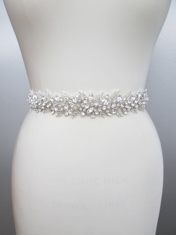 Couture Bridal crystal belt sash, Premium European Crystal belt, Wedding belt, Floating crystal belt, Exquisite Floral rhinestone belt