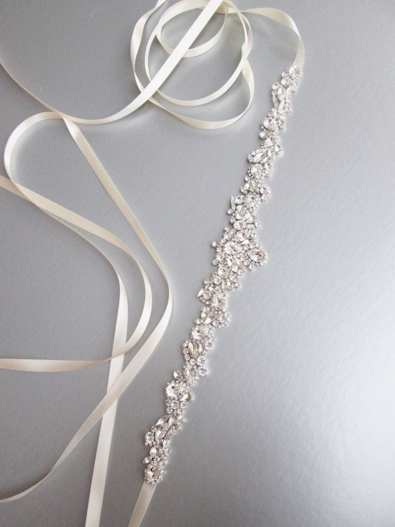 Bridal belt, Bridal belt sash, Crystal belt in silver or gold, Wedding belt, Waist sash, Premium European Crystal, Rhinestone bridal sash image 8