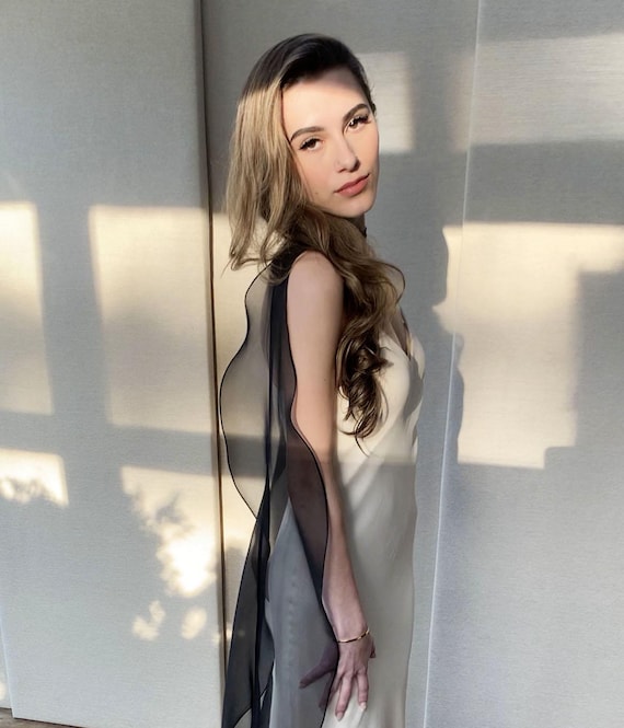 Silk scarf shawl, Silk organza wedding scarf, Sheer wrap special occasion, Bridal shawl waterfall design