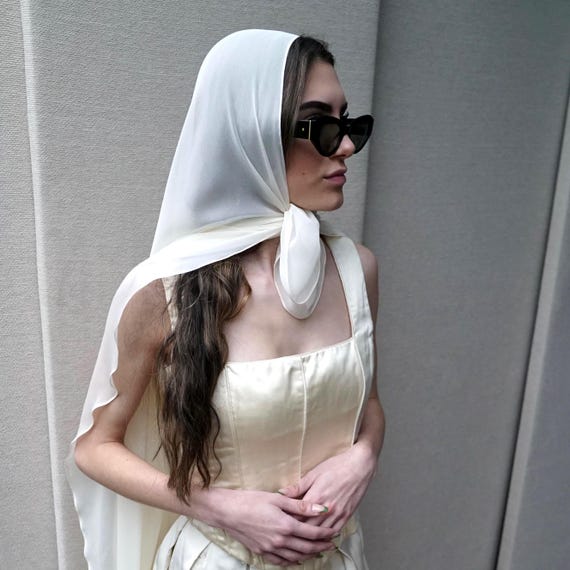 Silk Chiffon Wedding Veil: Retro 1950s Hollywood Glamour Headscarf