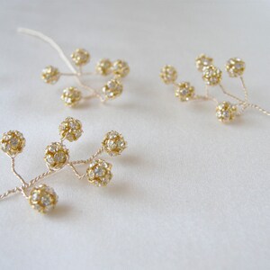 Crystal Bridal Hair Pins: Gold Wedding Hair Jewelry (Set of 5)