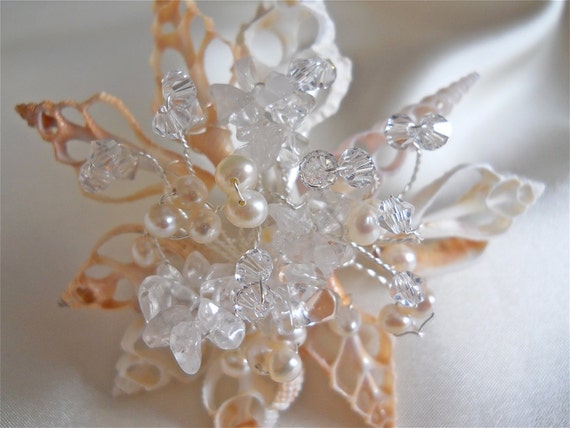 Seashell hair pin - Beach Wedding, Bridal hair pins, hair pins, Bridal crystal hair pins in gold, silver or rose gold,