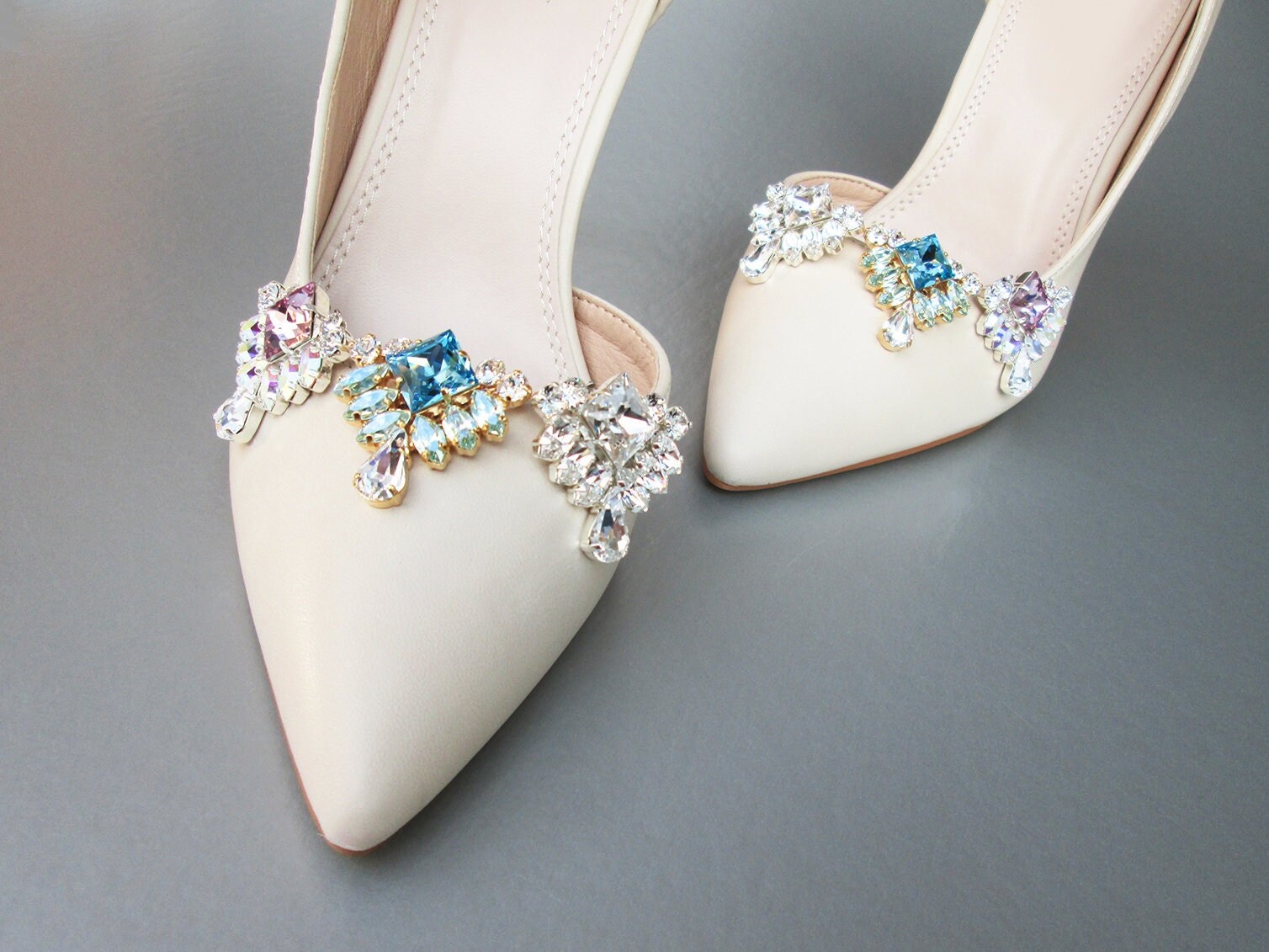 Blush Pink Shoe clips, Bridal shoe clips, Premium European Crystal