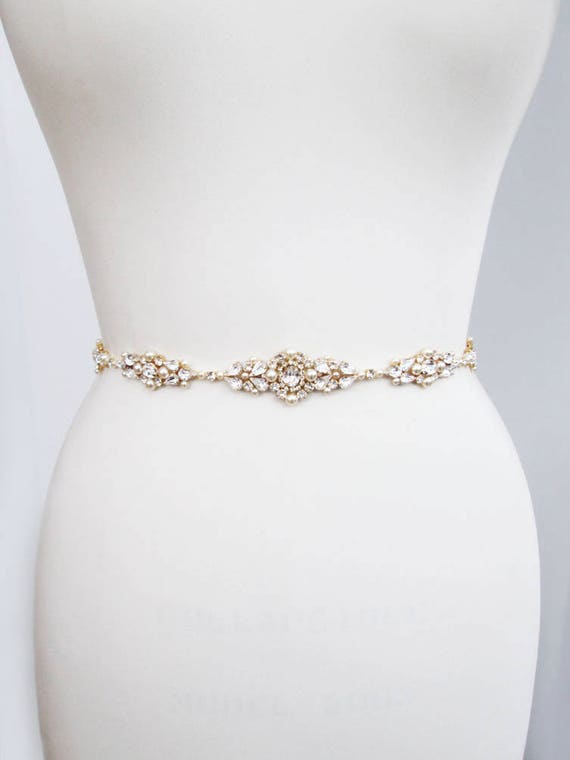 Bridal belt, Bridal belt sash, Wedding belt in Gold, Silver, Rose gold, Rhinestone bridal belt, Skinny belt sash crystal and pearl