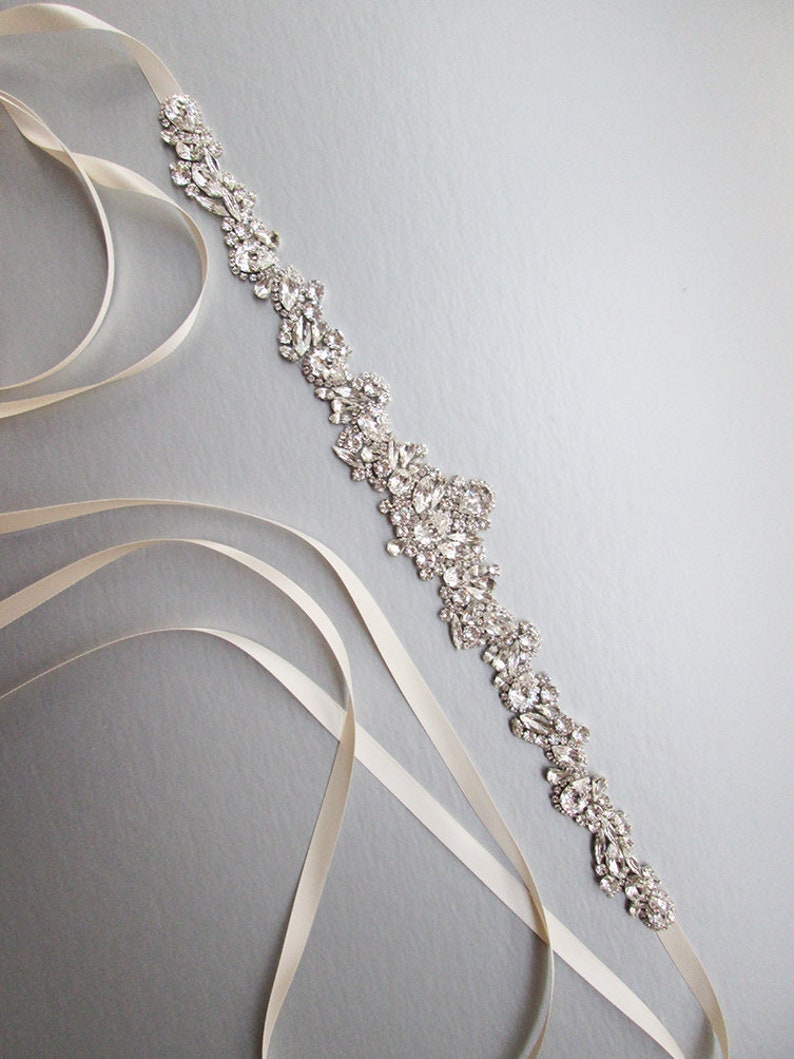 Bridal belt, Bridal belt sash, Crystal belt in silver or gold, Wedding belt, Waist sash, Premium European Crystal, Rhinestone bridal sash image 9