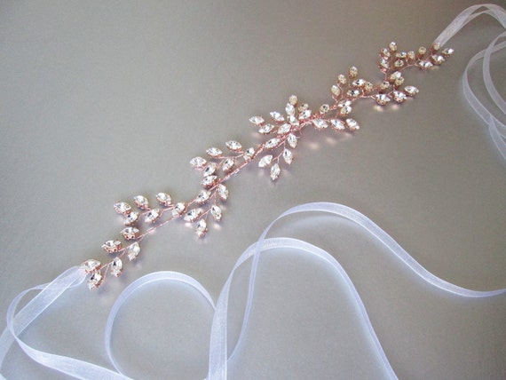 Bridal crystal hair vine, Rose gold bridal headband, crystal hair vine headband, headband hair vine in gold, silver