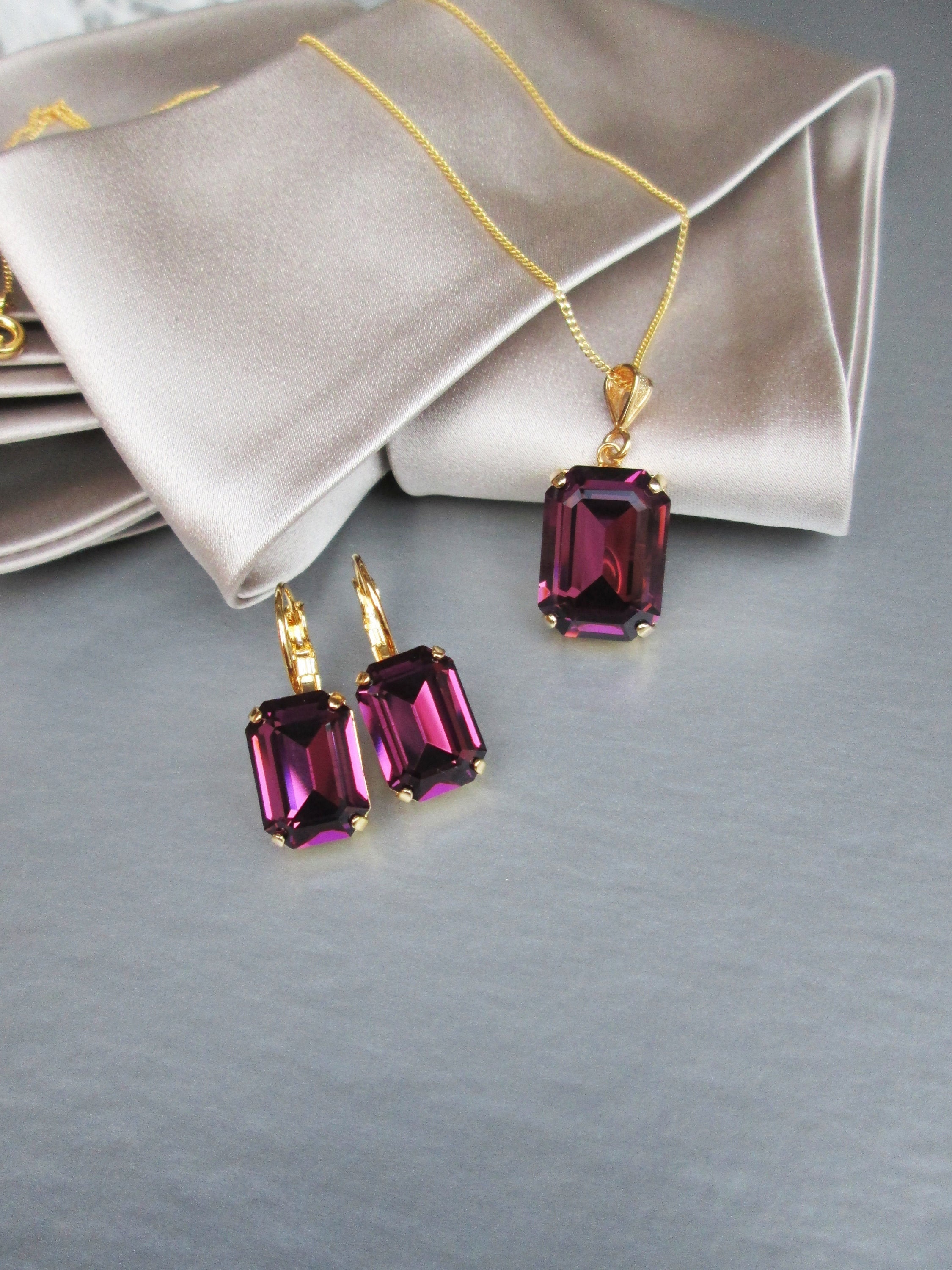 Purple jewelry sets for bridesmaids clearance