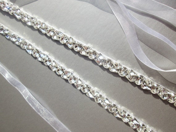 Crystal bridal belt sash, Wedding belt skinny thin, Full length Bridal belt sash, Bridal crystal sash in gold, silver, rose gold