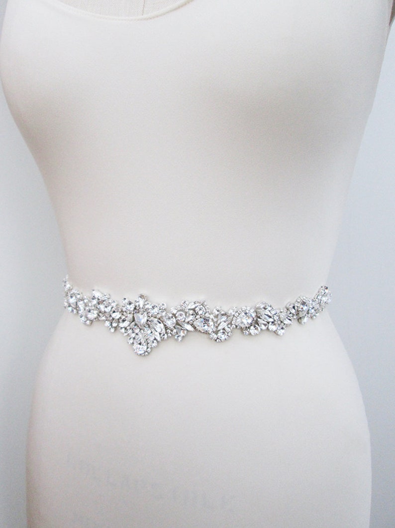 Bridal belt, Bridal belt sash, Crystal belt in silver or gold, Wedding belt, Waist sash, Premium European Crystal, Rhinestone bridal sash image 5
