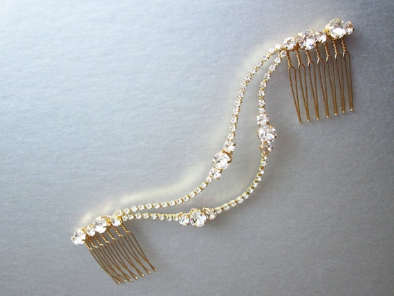 Crystal hair vine in gold, silver, rose gold, Bridal hair comb, Wedding hair comb, Dainty crystal hair vine, Wedding hair vine