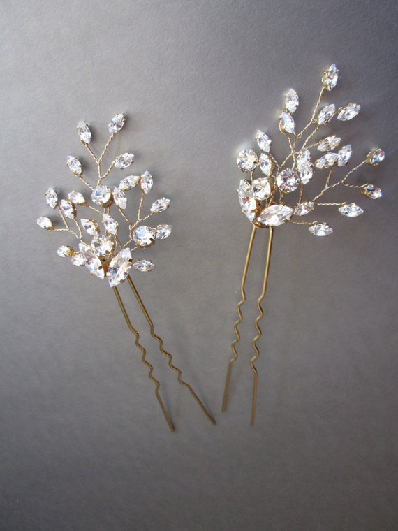 Premium European Crystal hair pins, Bridal crystal hair pins, Wedding hair pins, Crystal floral hair pin, Sparkly bridal pin, Bridal pins