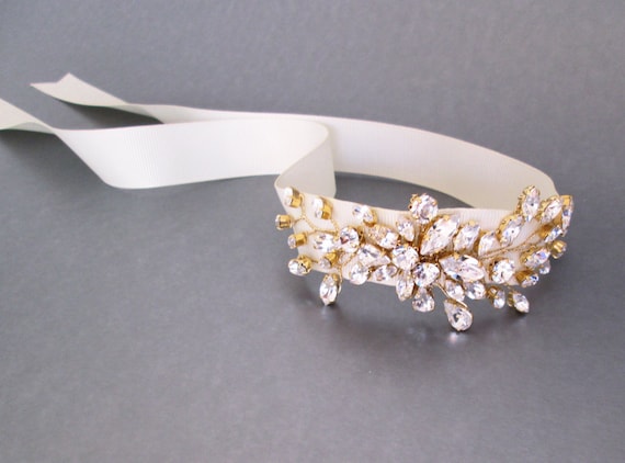 Crystal bridal bracelet, Bridal crystal bracelet, Wedding bracelet, Crystal rhinestone bracelet in rose gold, silver or gold