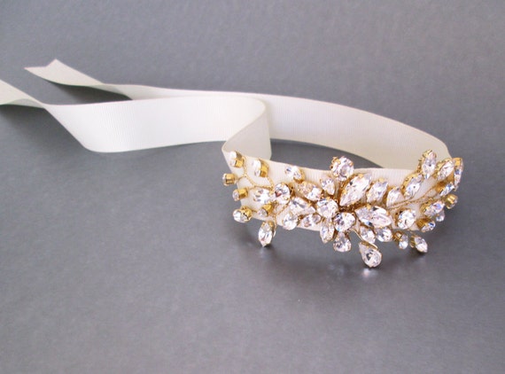 Crystal bridal bracelet, Bridal crystal bracelet, Wedding bracelet, Crystal rhinestone bracelet in rose gold, silver or gold