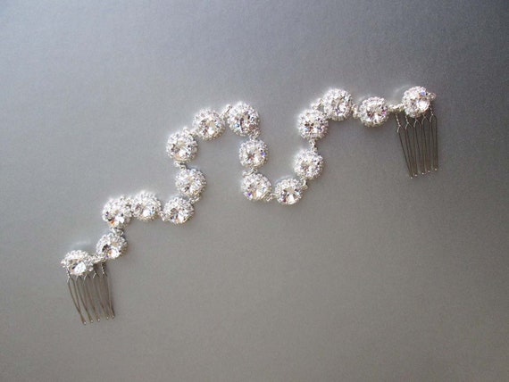 Crystal bridal hair vine, Bridal hair chain, Wedding hair comb, Bridal comb, Sparkly headpiece, Wedding head chain