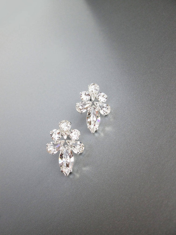 Bridal Crystal Earrings Crystal Bridal Earrings Stud - Etsy