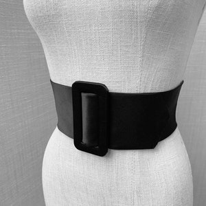 3 Inches Wide Statement Belt, Black satin buckle belt, Silk satin black belt fitted, Special occasion belt, Wide belt made to fit, Bridal