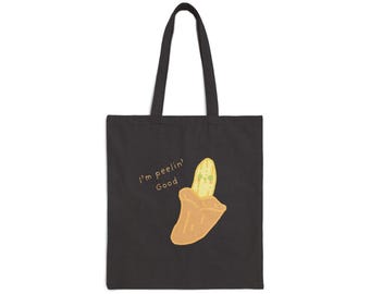 Banana Pun Tote Bag, Cotton Canvas Shopper, Playful Fruit Artwork