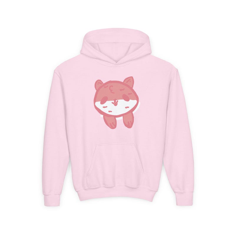 Kids Graphic Hoodie, Pink Corgi Front and Banana Back Print, Youth Pullover 画像 5