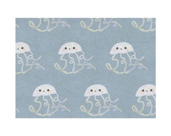 Rug Cute Blue Jellyfish