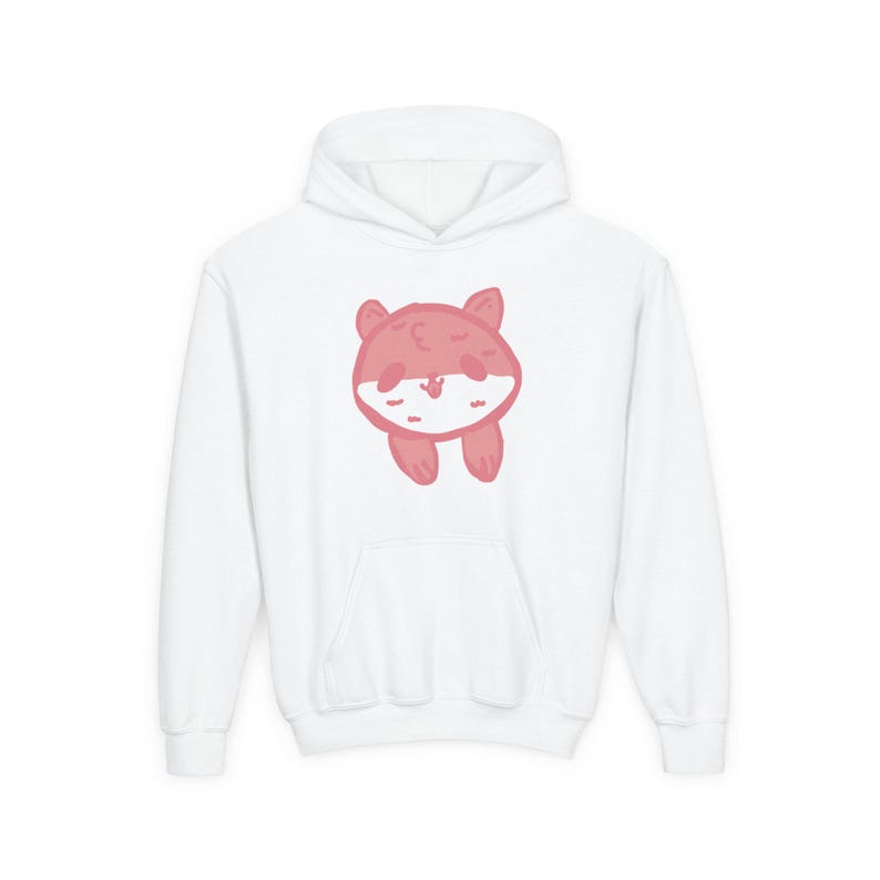 Kids Graphic Hoodie, Pink Corgi Front and Banana Back Print, Youth Pullover 画像 1