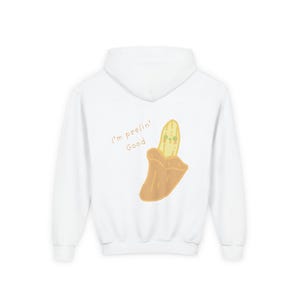 Kids Graphic Hoodie, Pink Corgi Front and Banana Back Print, Youth Pullover 画像 2