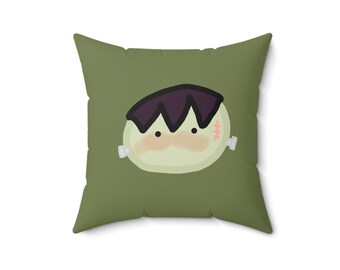 Cute Halloween Frankenstein Throw Pillow, 16x16 Cushion with Insert