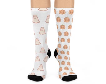 Halloween Socks Cute Ghost and Pumpkin