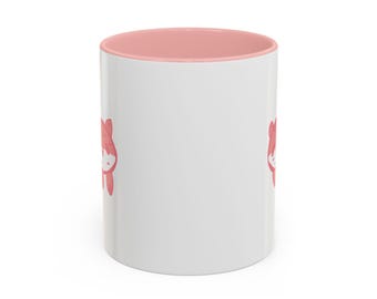 Pink Corgi Accent Mug, Kawaii Dog Gift, Pastel Ceramic Cup