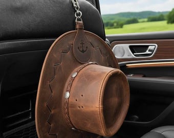 Customized Western Cowboy Hat Holder for Truck,car hat holder,car cowboy hat rack,Leather Magnetic Cap Clip,Truck Car Seat Hat Organizer
