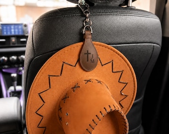 Soporte personalizado para sombreros de vaquero occidental para camión, soporte para sombreros de coche, perchero para sombreros de vaquero, clip magnético de cuero para gorras, organizador de sombreros para asiento de coche de camión