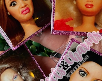 Barb Meme Badge Reel | Cringe Face, Pink Glitter | Nurse Teacher Office | Reels & Charms Co.