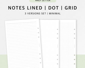 Mall för linjerat rutnät, utskrivbar | Halvbokstäver | Studier, hjärndump, bullet journal, PDF digital nedladdning