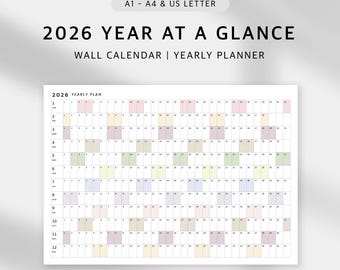 2026 Jahresplaner | Jahr auf einen Blick, Landschaftsdruck | A1-A4 & US Letter