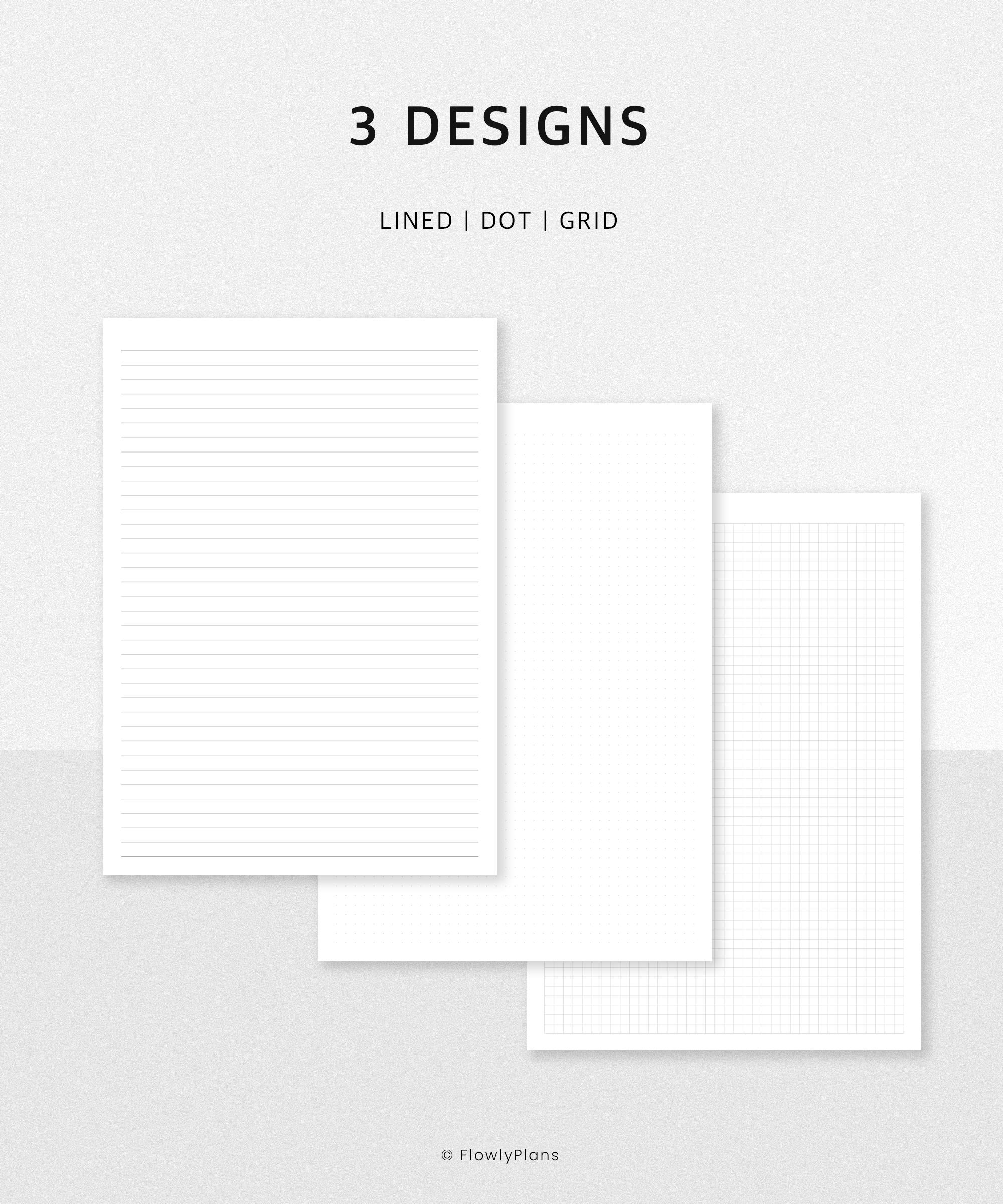 Notes Template Printable A4 US Letter | Lined Dot Grid | Bullet Journal ...