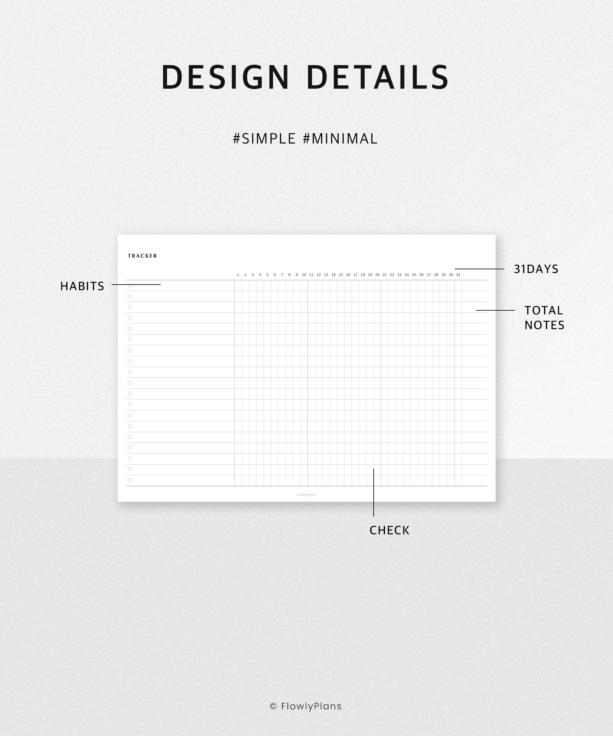Monthly Habit Tracker Printable | A4, US Letter Landscape Planner ...