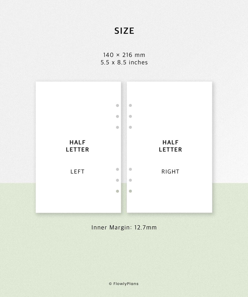 Half Letter Planner Insert Size Guide 140x216mm 5.5x8.5 inch Ring Binder